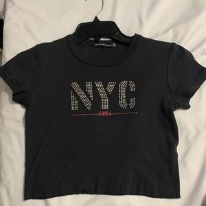 Brandy Melville black graphic crop tee